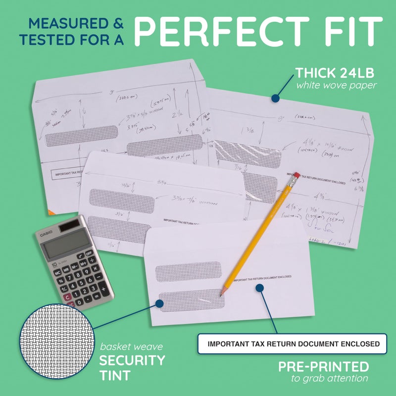 Blue Summit Supplies 25 W2 Tax Envelopes for 4-Up Box W2 Forms, Envelopes Designed for Printed 4 Part W2 Laser Forms for QuickBooks and other Tax Software, 5 5/8â€™â€™ x 9â€™â€™, Peel & Seal Flap - Image 4